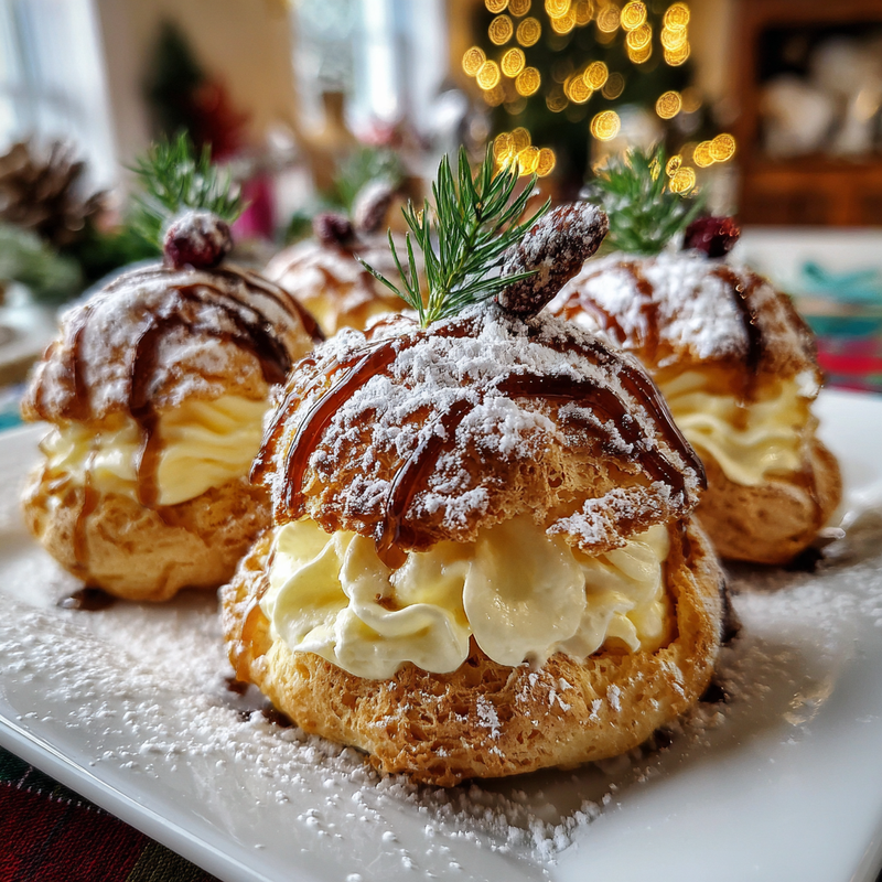 Eggnog Cream Puffs: Festive Holiday Dessert Magic