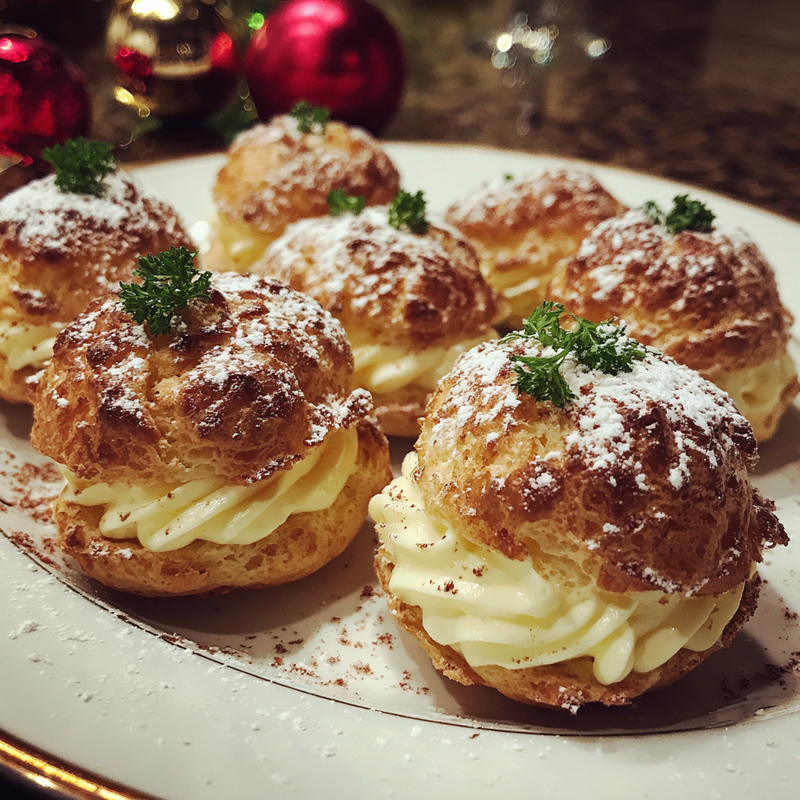 Eggnog Cream Puffs: Festive Holiday Dessert Magic