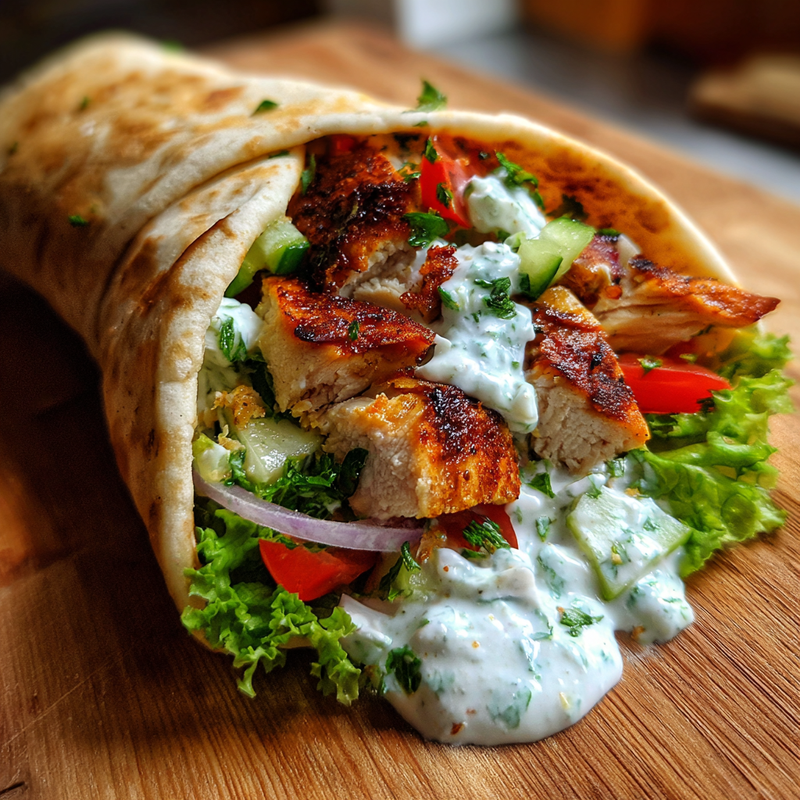 Delicious Greek Chicken Wraps with Garlic Yogurt Sauce