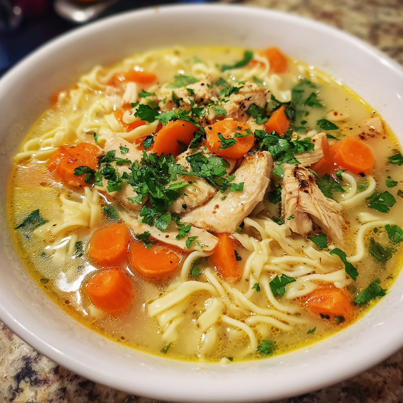 Title: Ginger Garlic Chicken Noodle Soup: The Best Comfort Food for Chilly Days