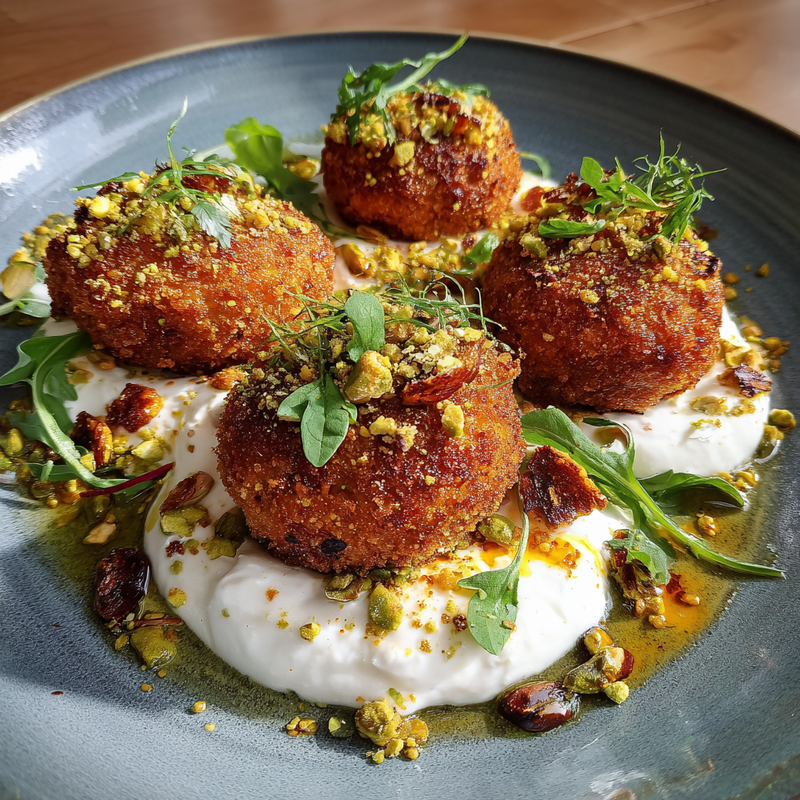 Sweet Potato Croquettes with Burrata Dip & Pistachio Crunch: The Best Side Dish 6 Sweet Potato Croquettes with Burrata Dip & Pistachio Crunch: The Best Side Dish