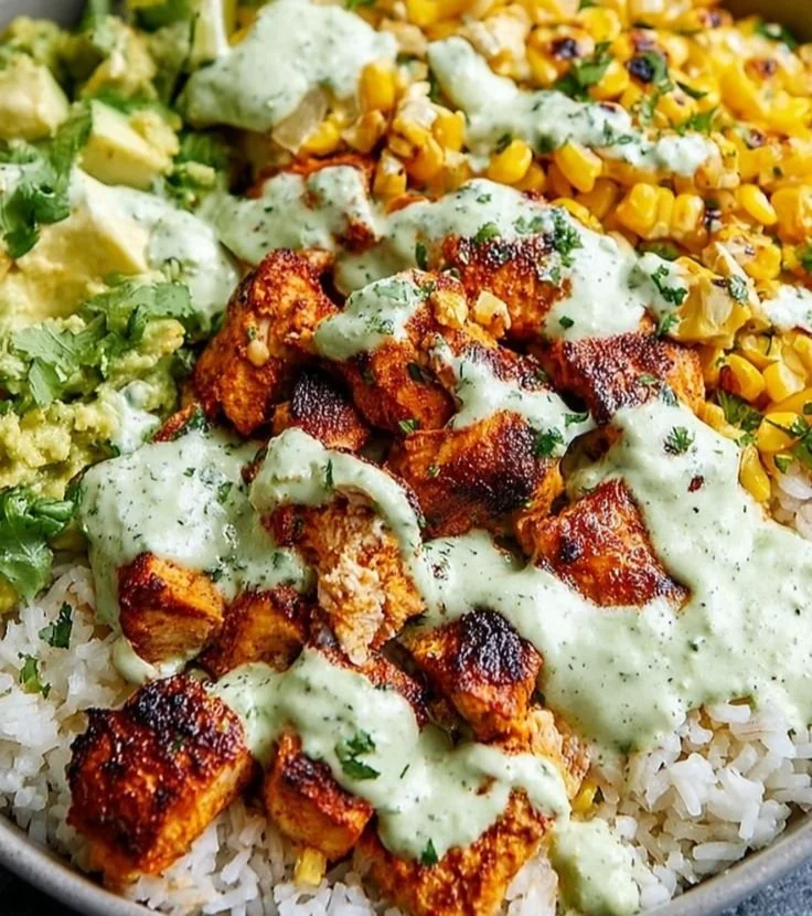 30-Minute Street Corn Chicken Rice Bowl