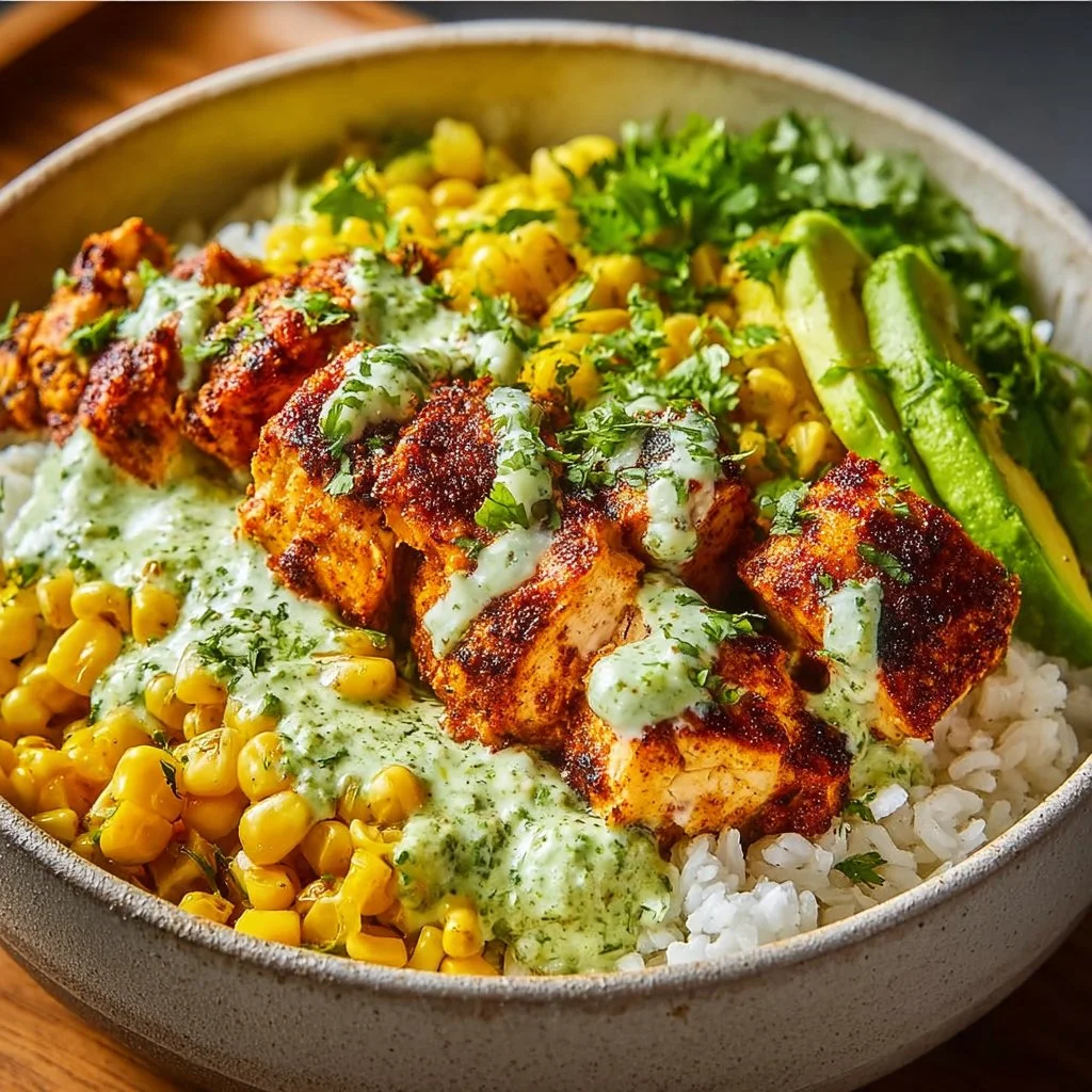 30-Minute Street Corn Chicken Rice Bowl