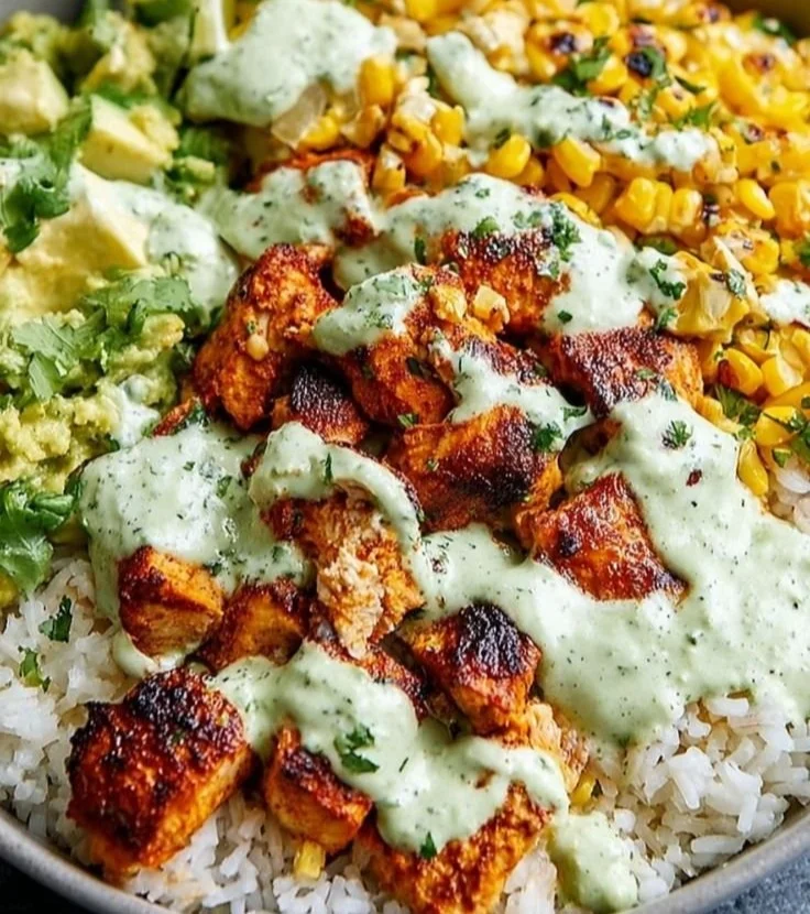 30-Minute Street Corn Chicken Rice Bowl