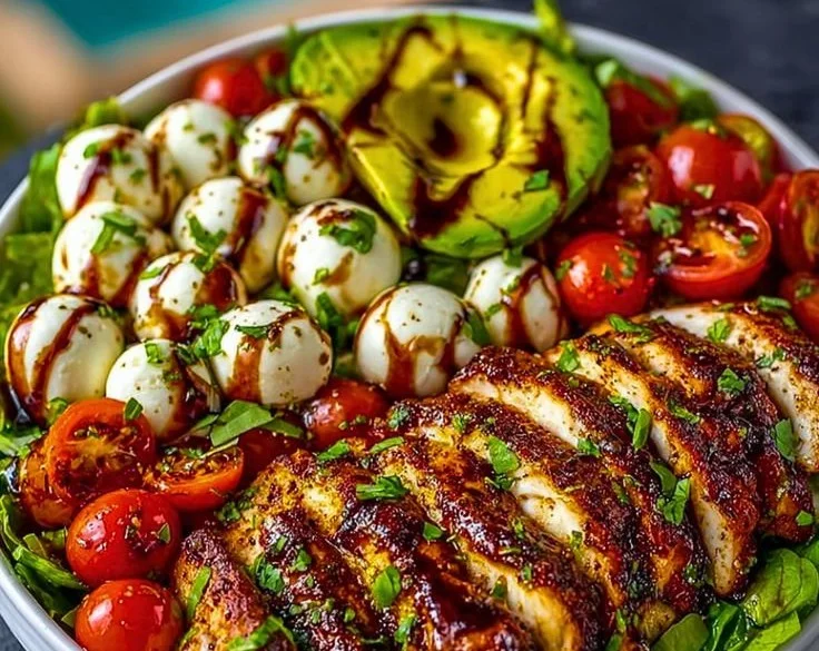 Baked Marinated Chicken Salad with Mozzarella and Balsamic Vinaigrette 6 Baked Marinated Chicken Salad with Mozzarella and Balsamic Vinaigrette