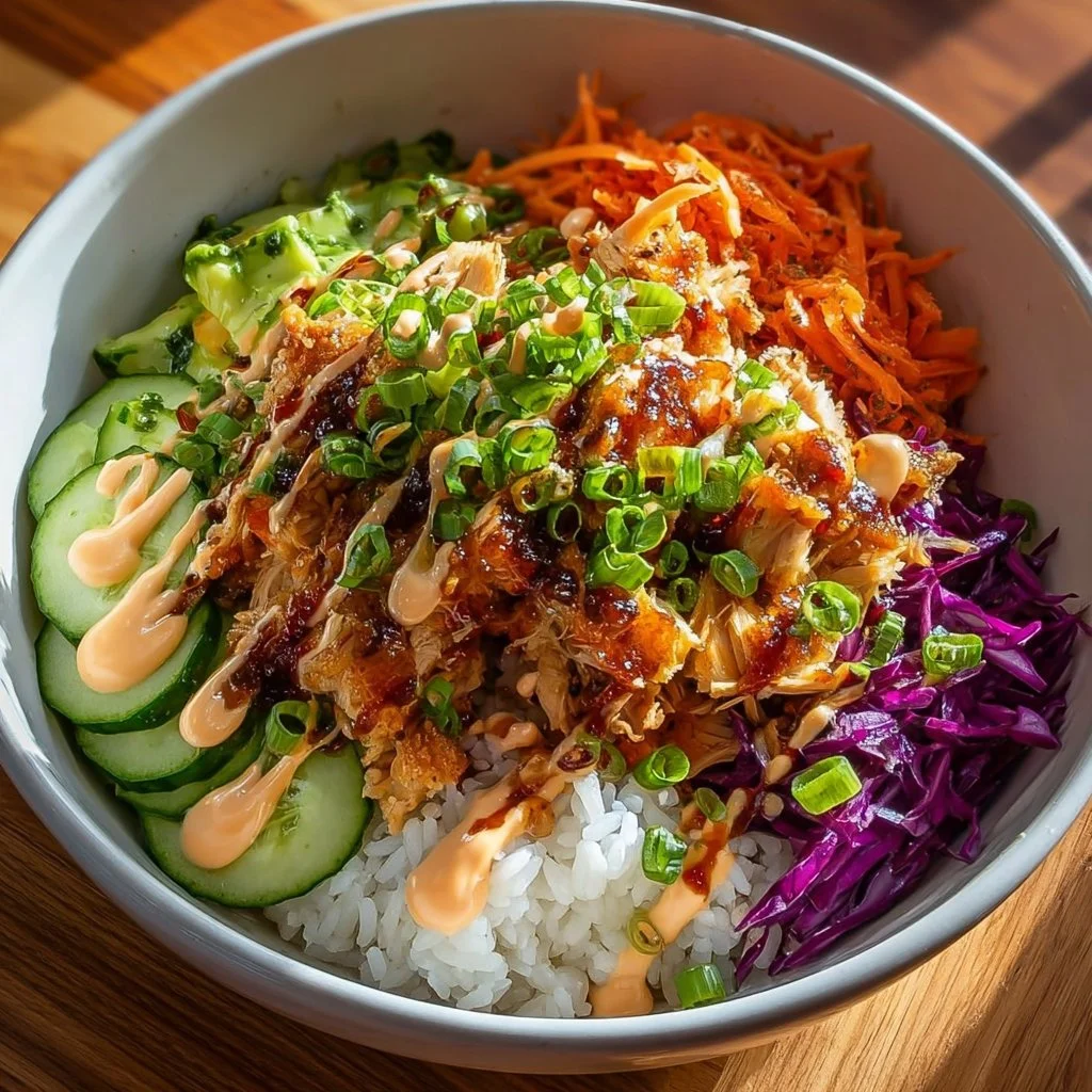 California Bang Bang Chicken Bowl 4 California Bang Bang Chicken Bowl with spicy chicken and fresh vegetables
