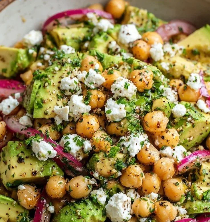 Chickpea Feta Avocado Salad