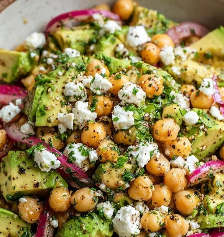 Chickpea Feta Avocado Salad