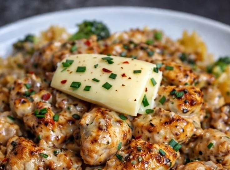 Cowboy Butter Lemon Bowtie Chicken with Broccoli