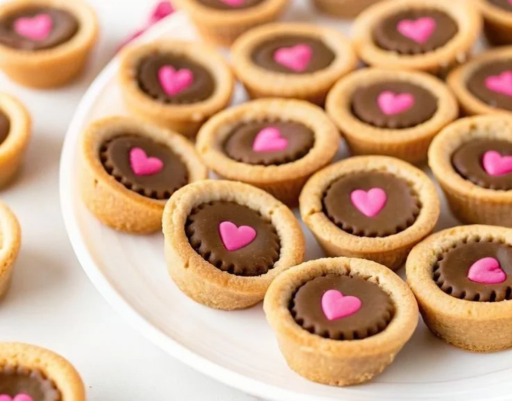 Easy Valentine Cookie Cups 2 Easy Valentine Cookie Cups decorated with hearts and sprinkles for a festive touch.