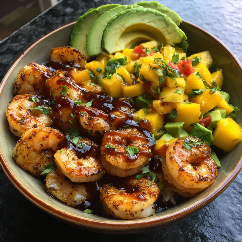 Irresistible Shrimp and Avocado Bowls with Mango Salsa & Lime-Chili Sauce 3 Irresistible Shrimp and Avocado Bowls with Mango Salsa & Lime-Chili Sauce