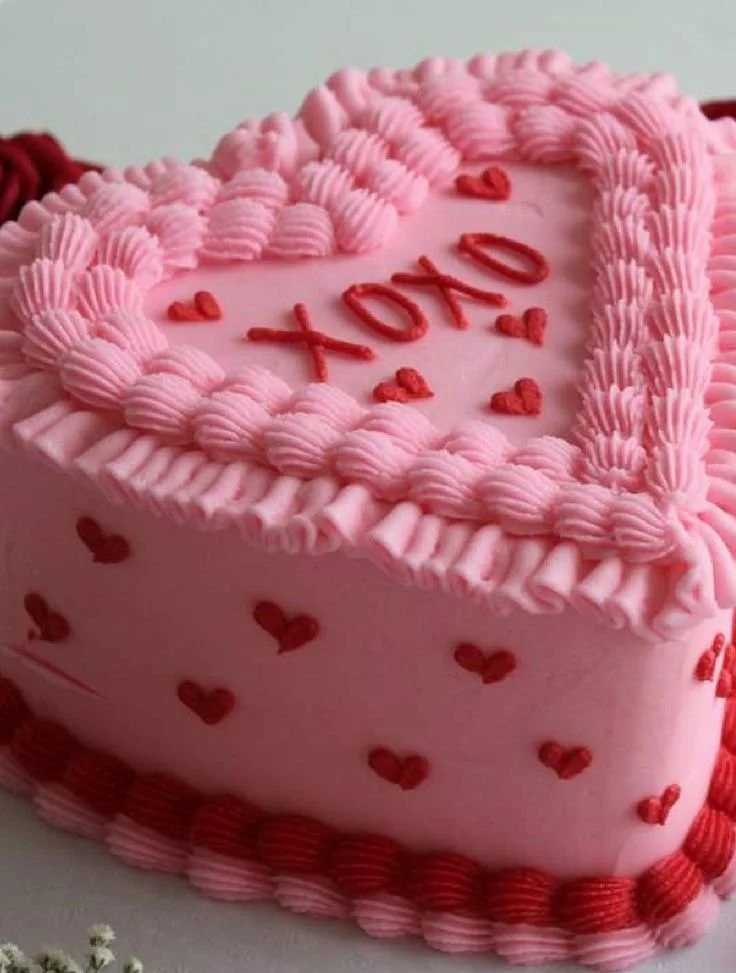 Delicious Galentine's Day Cake decorated with hearts and flowers
