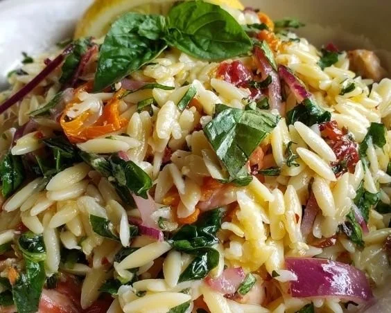 Lemon Basil Orzo Pasta Salad