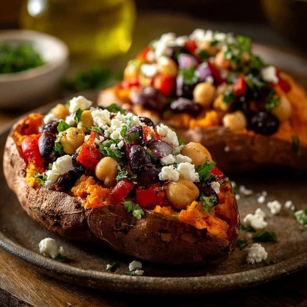 Mediterranean Stuffed Sweet Potatoes