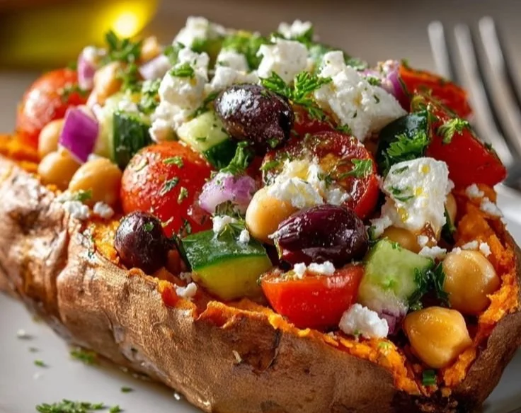 Mediterranean Stuffed Sweet Potatoes