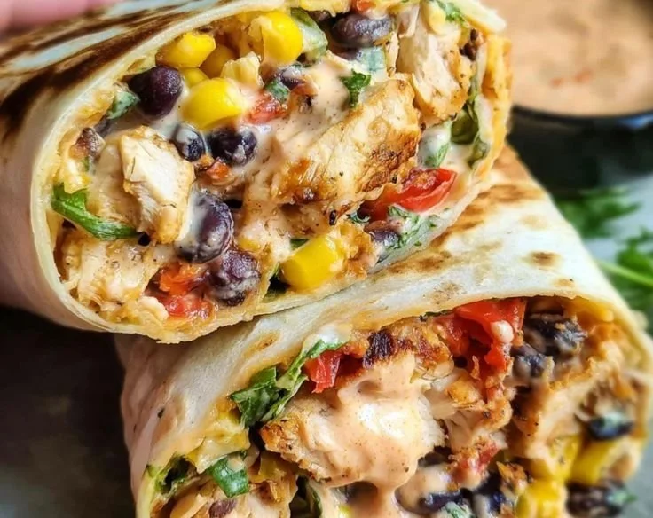Southwest Chicken Wrap 2 Delicious Southwest Chicken Wrap filled with fresh ingredients and spices