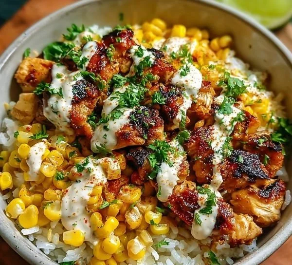 Street Corn Chicken Rice Bowl