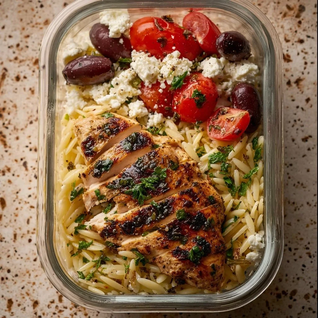 Colorful Mediterranean meal prep dishes arranged for busy weeks