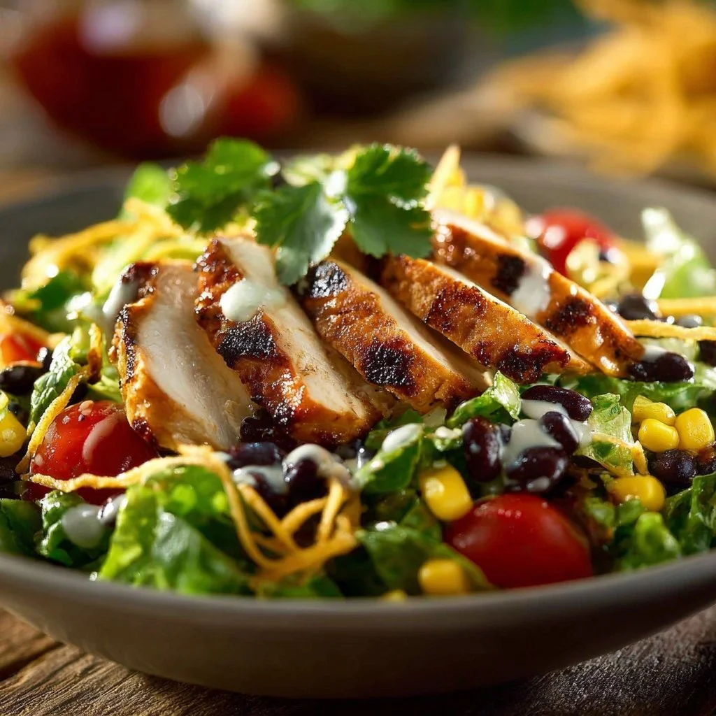 Delicious BBQ Chicken Salad with grilled chicken, fresh vegetables, and smoky dressing