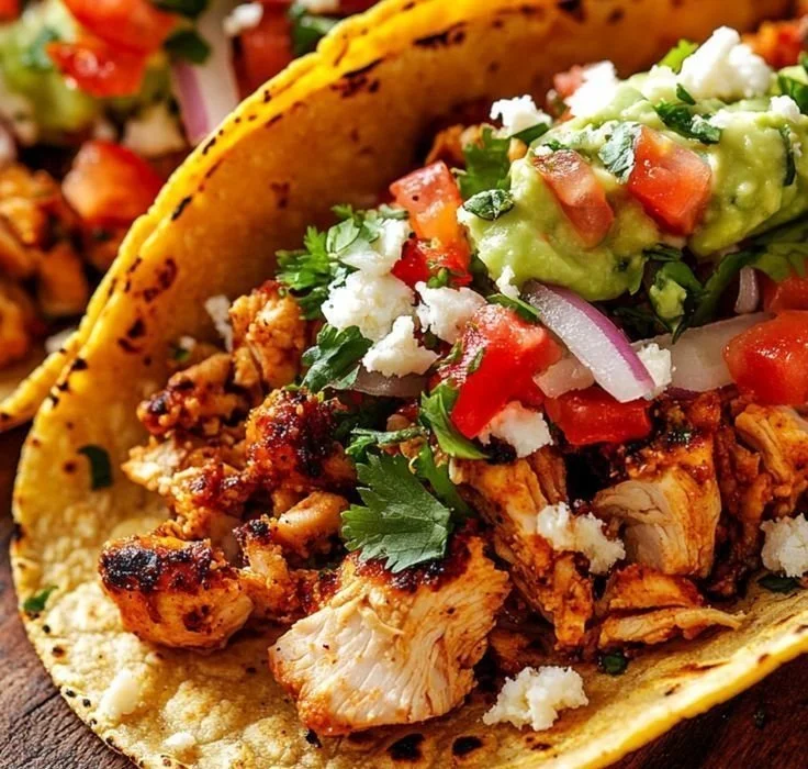 Chicken Street Tacos 4 Delicious Chicken Street Tacos topped with fresh ingredients