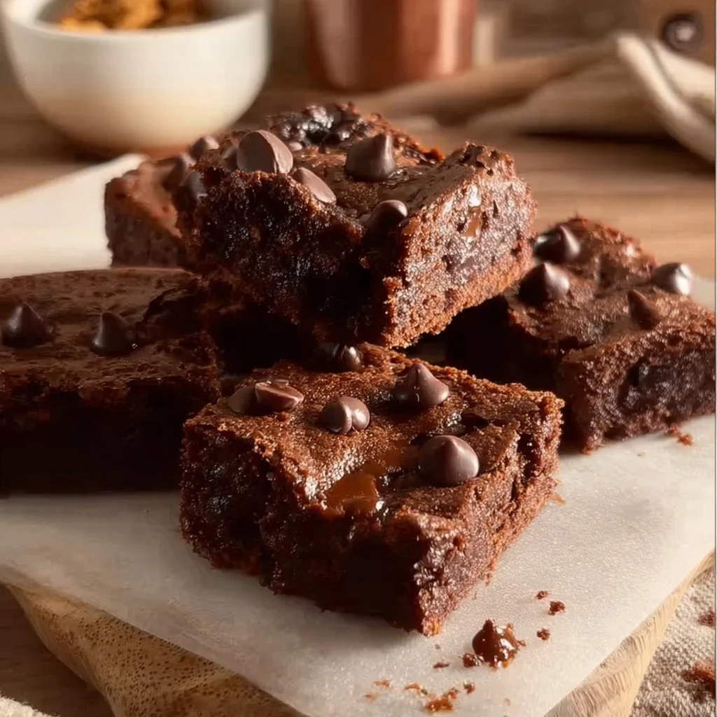Flourless Sweet Potato Brownies 4 Delicious flourless sweet potato brownies served on a plate