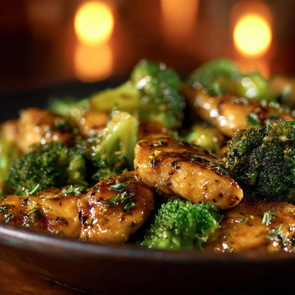Delicious Garlic Chicken served with Broccoli and Spinach