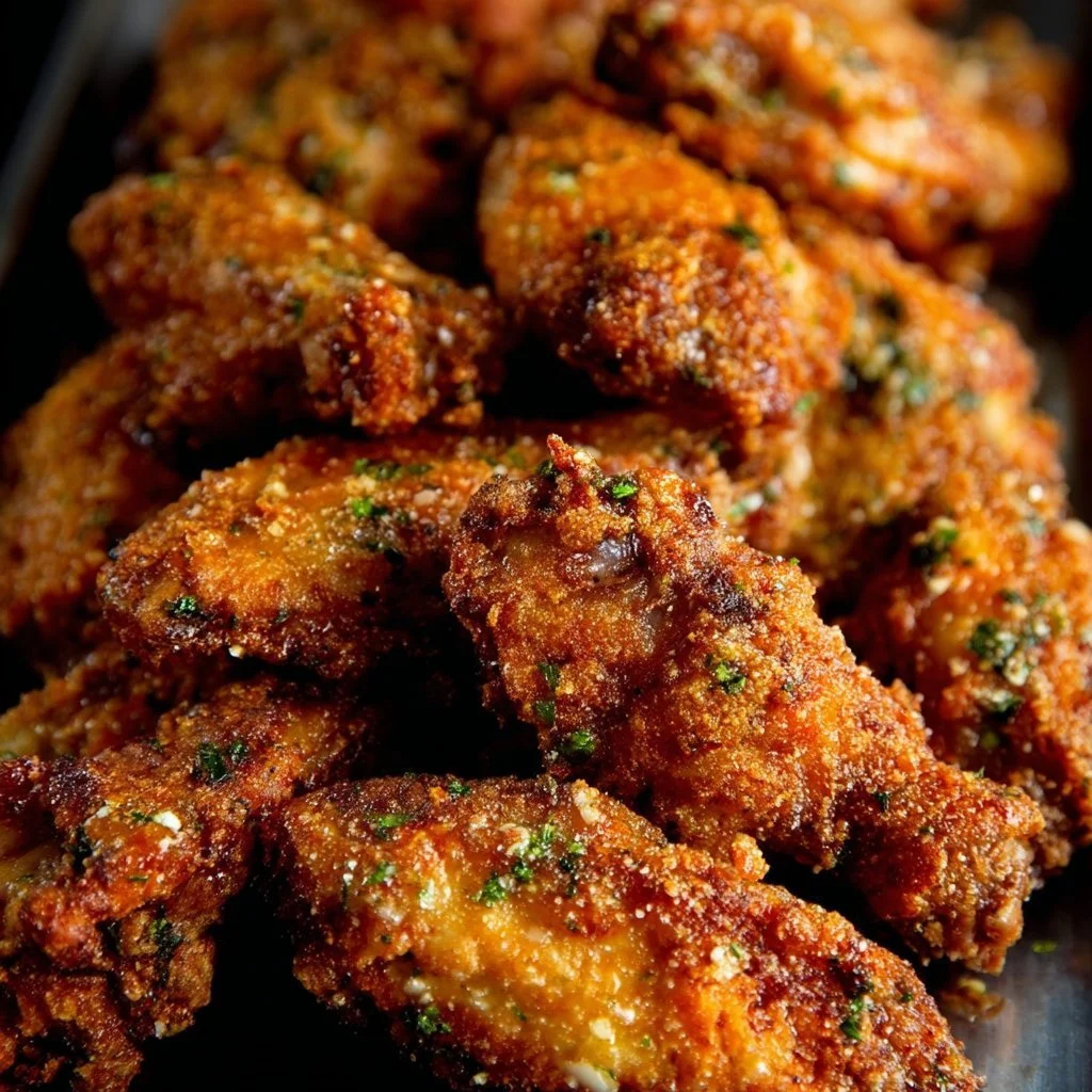 Delicious Garlic Parmesan Chicken Wings served on a plate