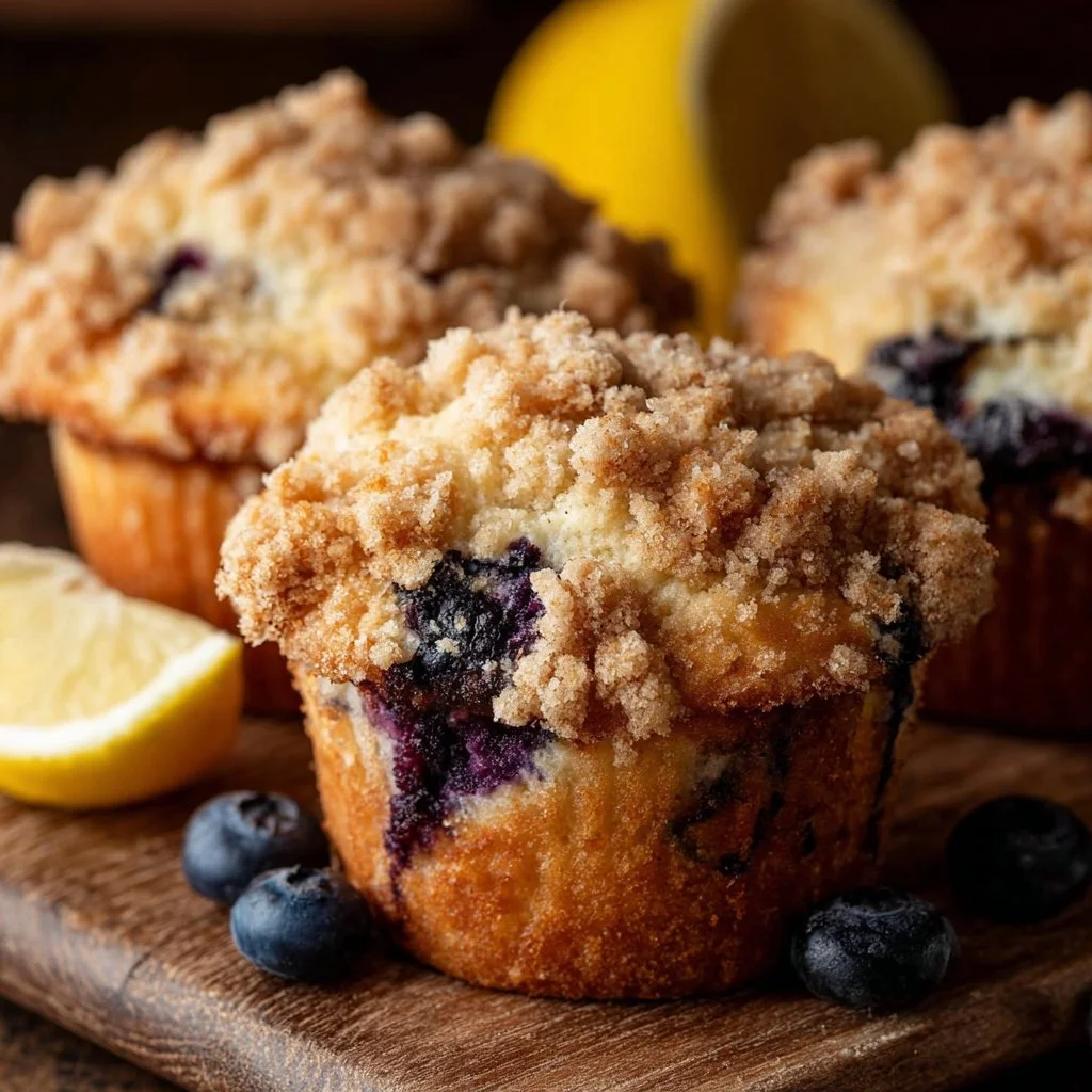 Lemon Blueberry Streusel Muffins