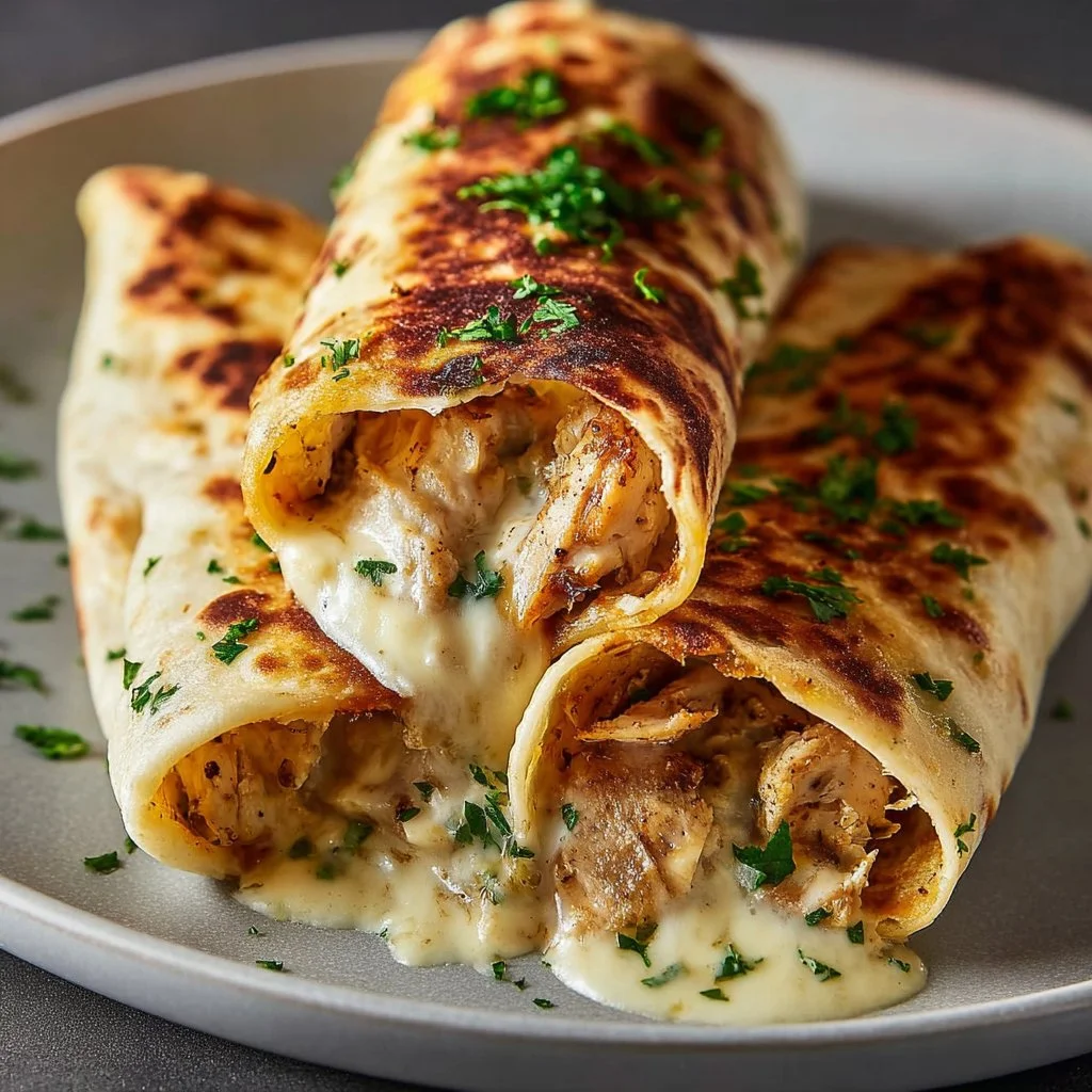 Low carb cheesy garlic chicken wraps with fresh ingredients