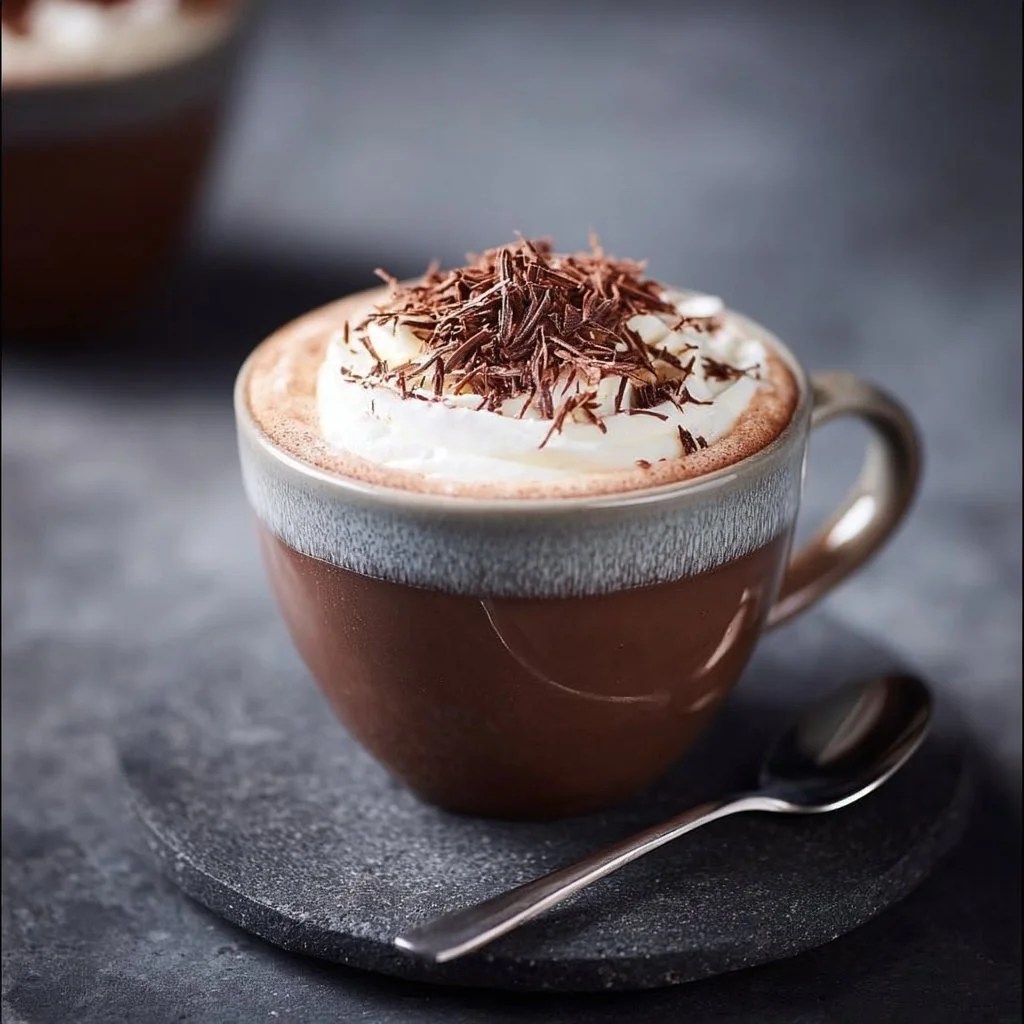 Mocha 4 A warm cup of mocha coffee topped with whipped cream and chocolate drizzle.