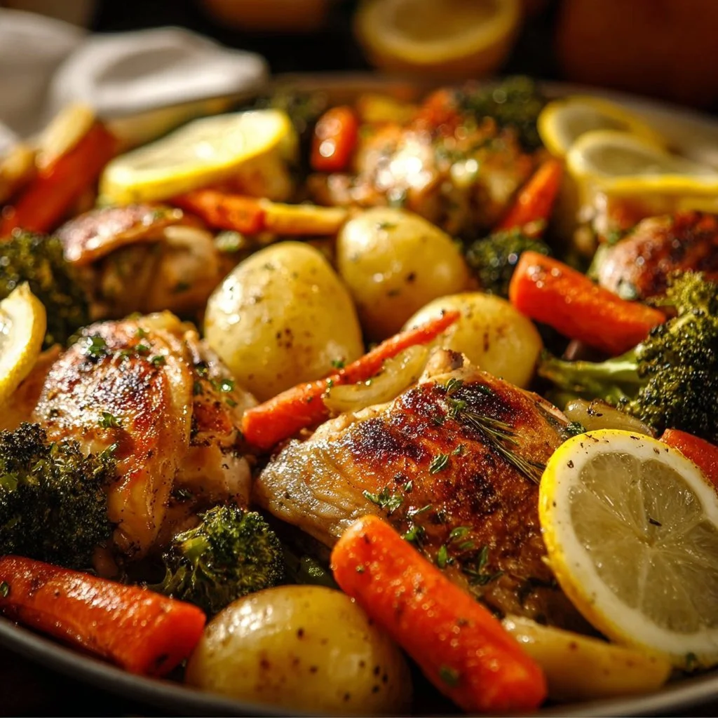 Sheet Pan Lemon Herb Chicken and Vegetables 4 Sheet pan lemon herb chicken with roasted vegetables