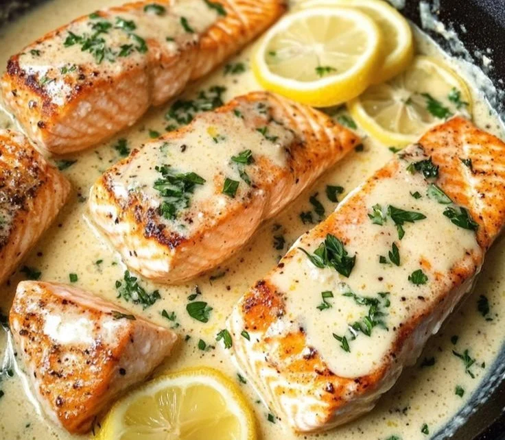 Baked Salmon with Lemon Butter Cream Sauce 5 Baked Salmon with Lemon Butter Cream Sauce