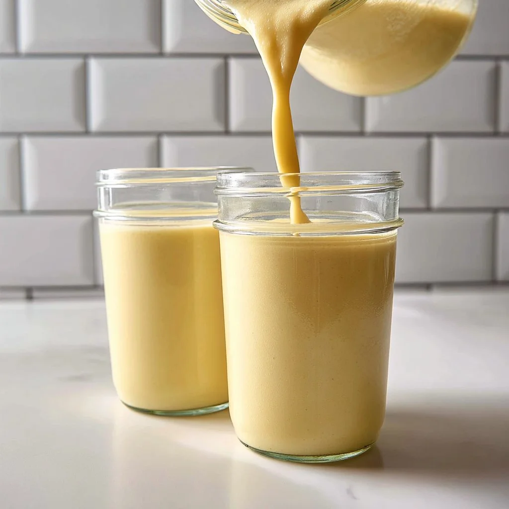 Healthy banana date protein shake in a glass with a straw