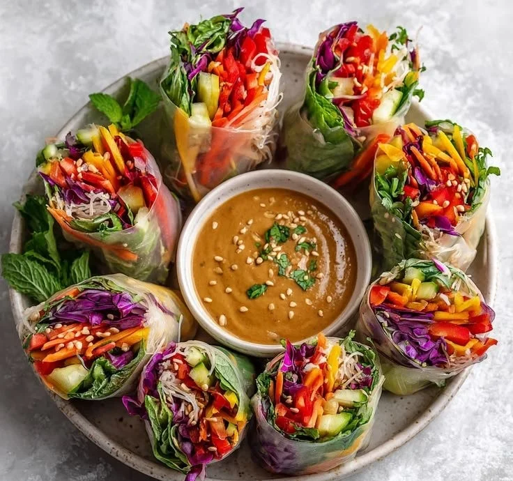 Bright and Crunchy Rainbow Veggie Rice Paper Rolls