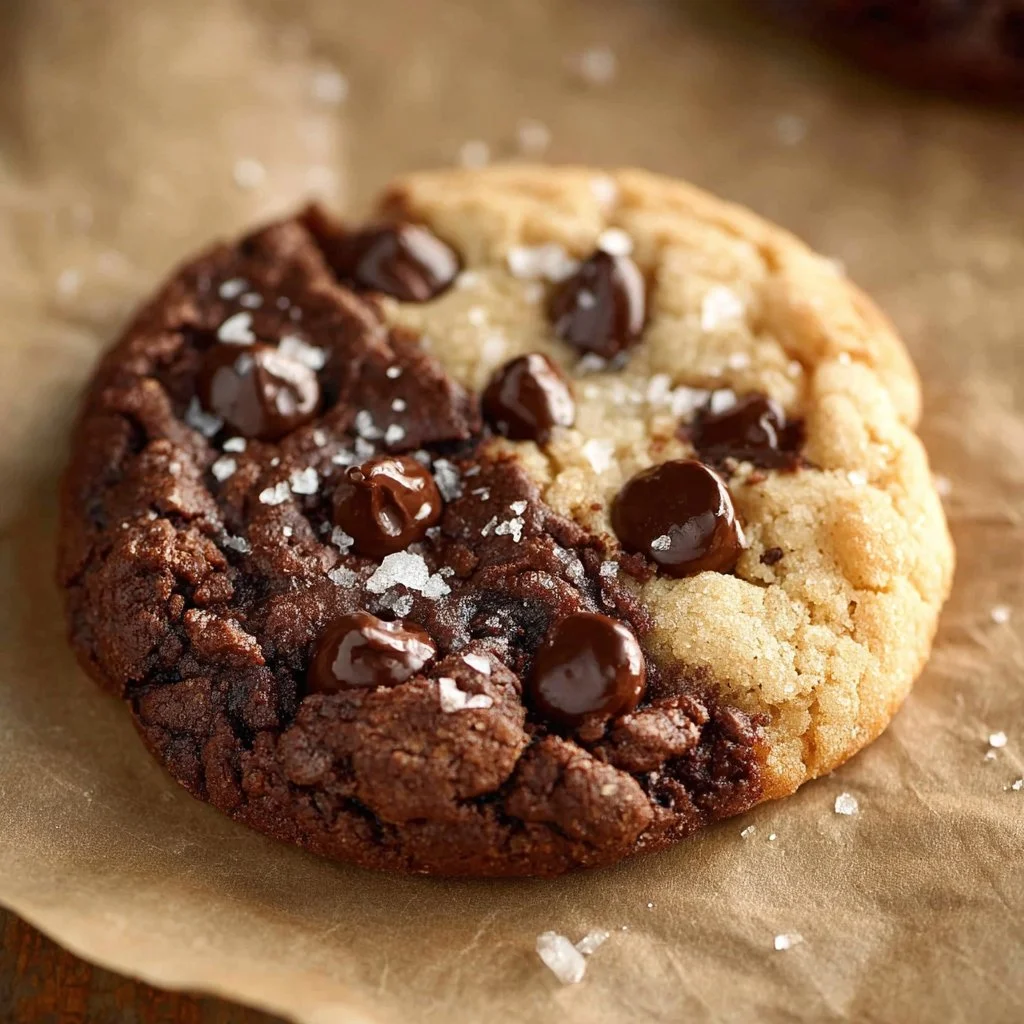 Plate of freshly baked Brookie Cookies combining brownies and chocolate chip cookies