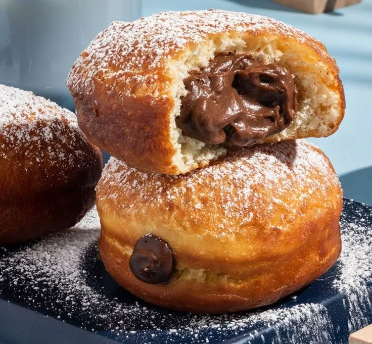 Chocolate Custard Doughnuts 4 Delicious Chocolate Custard Doughnuts with creamy filling