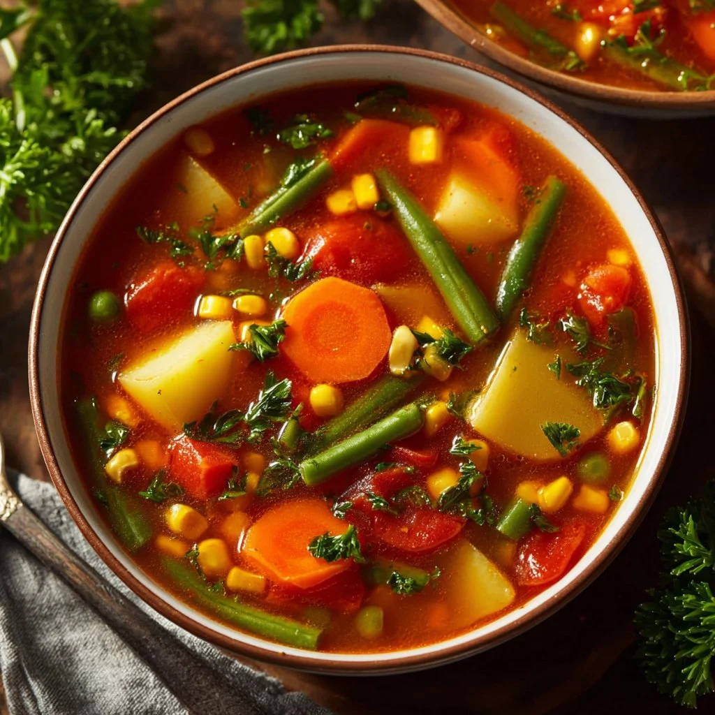Cozy Up with Easy Vegetable Soup 4 Bowl of warm, easy vegetable soup with fresh ingredients