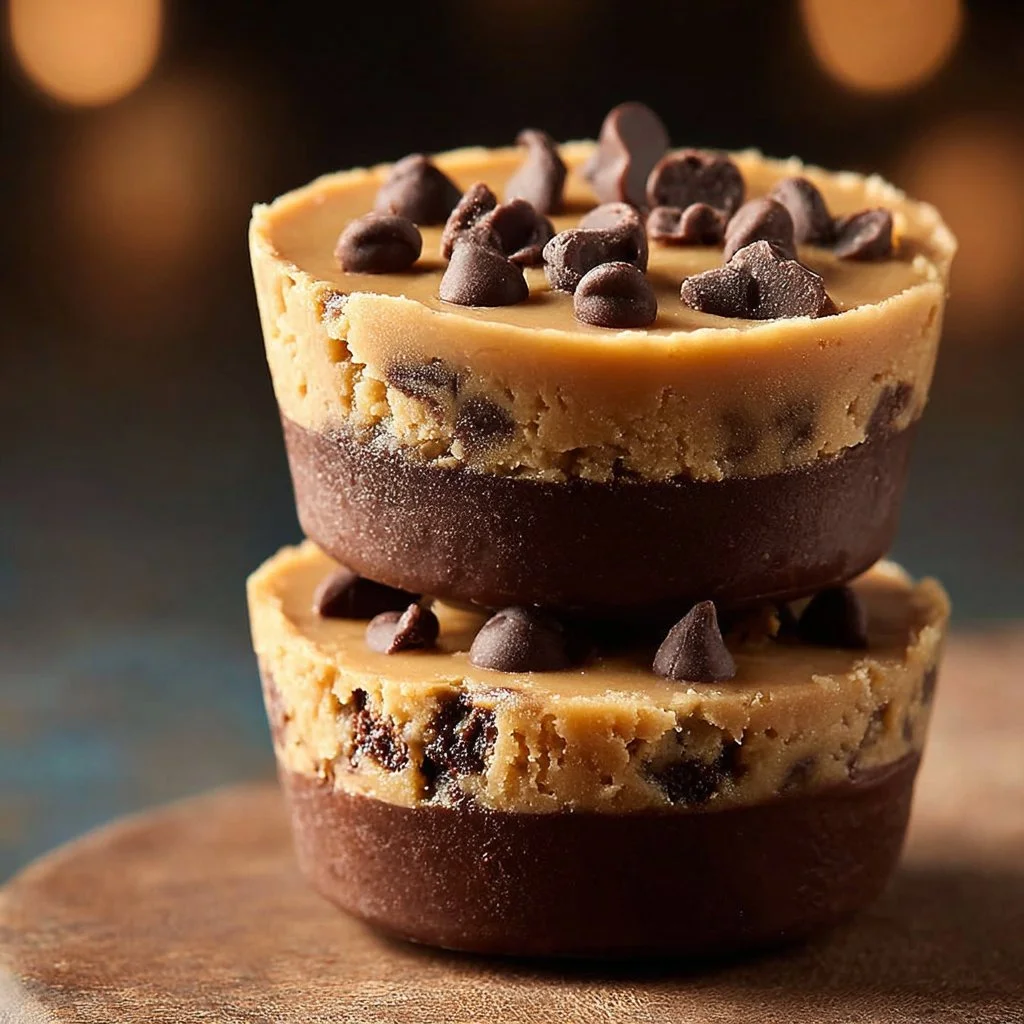 Delicious chocolate chip cookie dough cups ready to enjoy