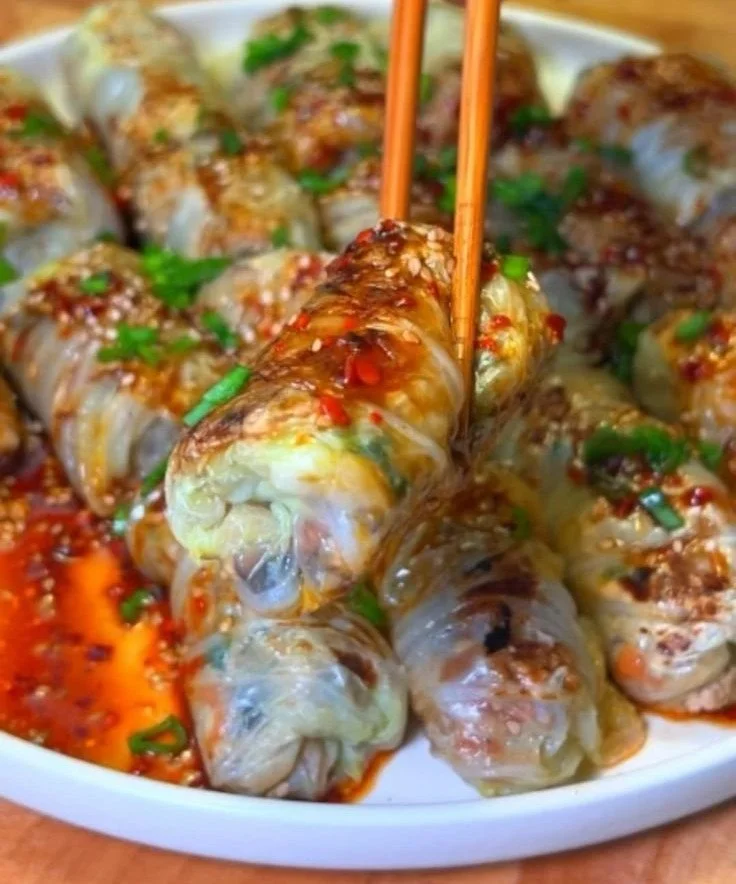 Delicious easy vegan napa cabbage rolls filled with savory ingredients