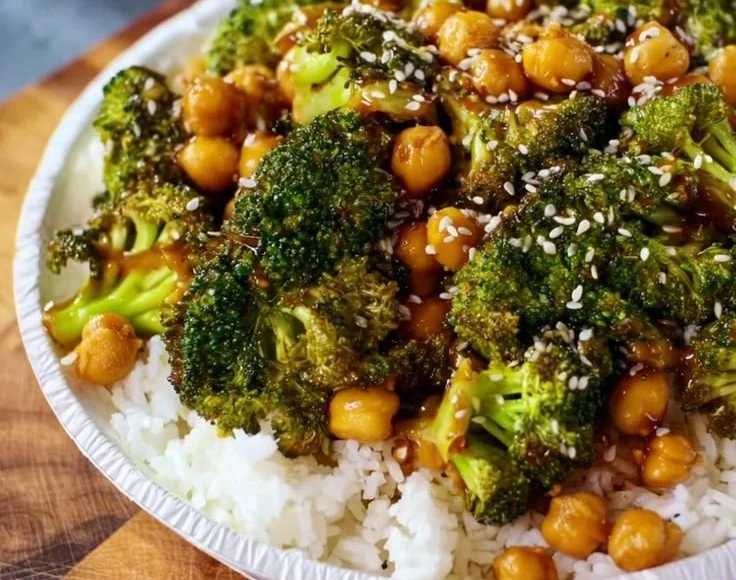 Garlic Broccoli Chickpea Stir Fry