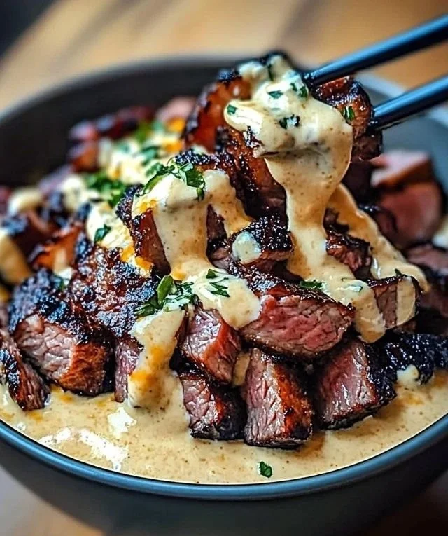 Grilled Beef Bowl with Creamy Garlic Sauce