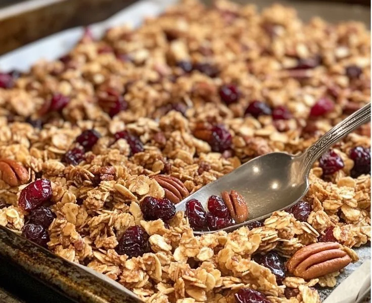 Bowl of healthy granola with fruits and nuts