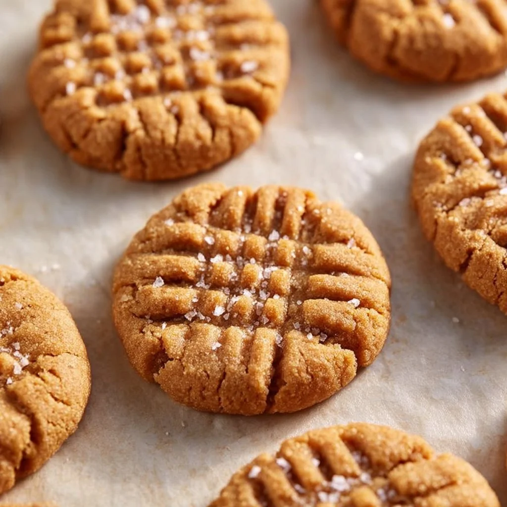 Healthy sugar-free almond flour peanut butter cookies on a plate