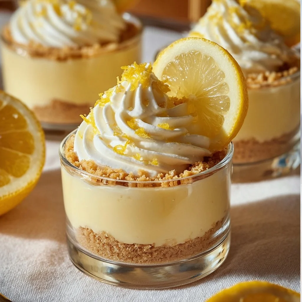 Delicious Lemon Cheesecake Mousse Cups garnished with lemon zest