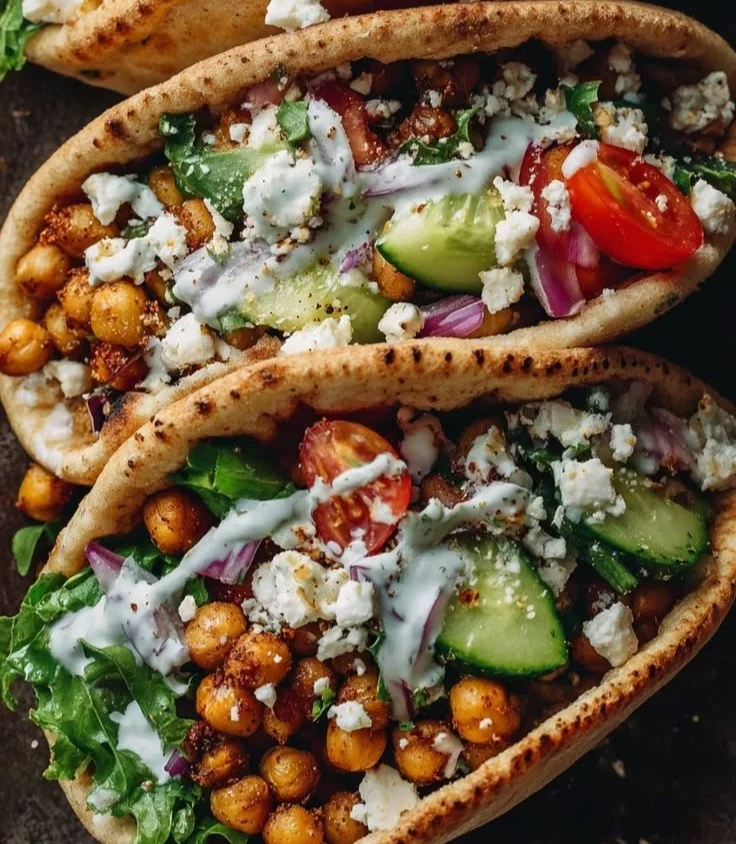 Mediterranean Chickpea Pita Tacos