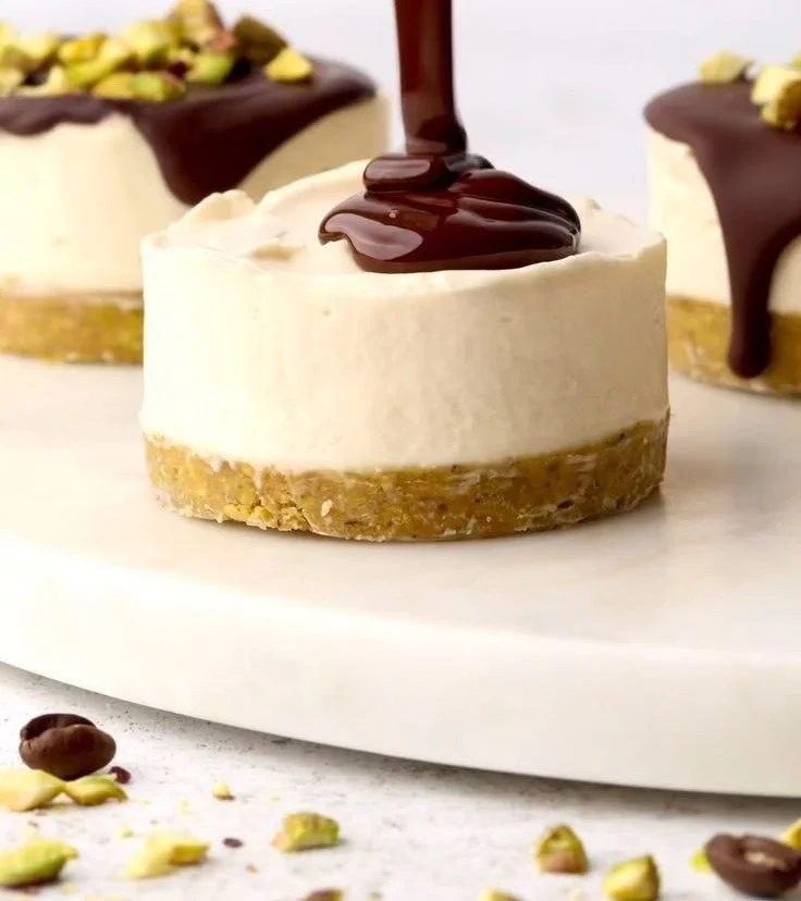 Mini Pistachio and Coffee Cheesecakes