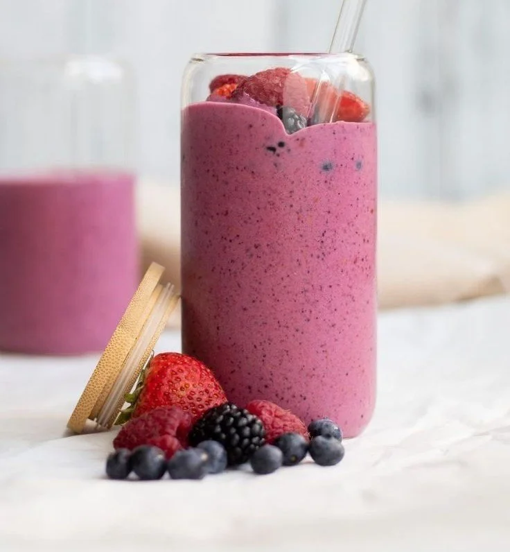 Delicious mixed berry smoothie with strawberries, blueberries, and raspberries