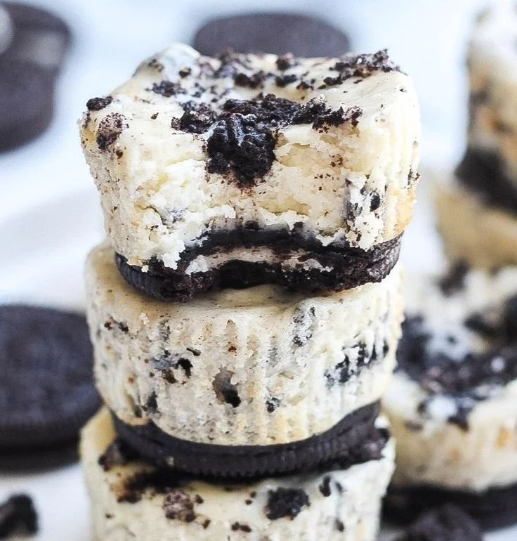 Delicious Oreo Cheesecake Bites served on a plate with chocolate drizzle.