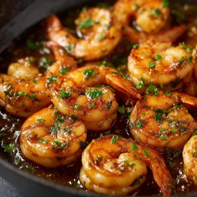 Delicious shrimp marinated in a flavorful sauce for grilling or searing.