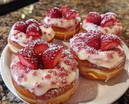 Strawberry Cheesecake Stuffed Donuts